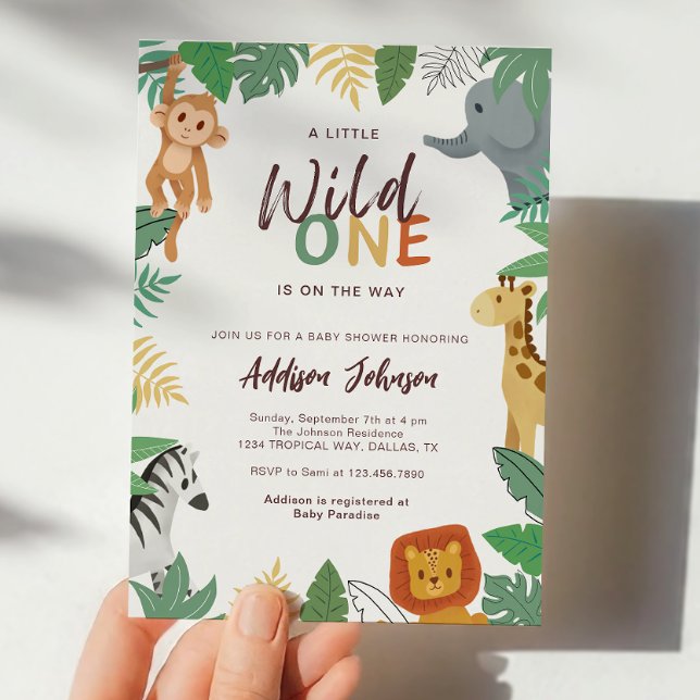 Convites Wild One Safari Animals Baby Shower (Criador carregado)