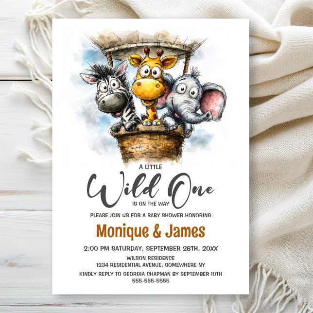 Convites Wild One Safari Animals Baby Shower (Criador carregado)