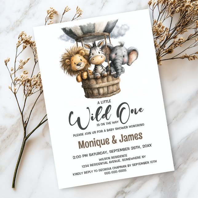 Convites Wild One Safari Animals Baby Shower (Criador carregado)