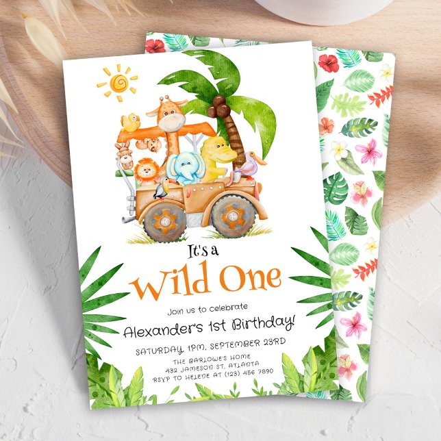Convites Wild One Safari Birthday (Wild One Safari Birthday Invitation)