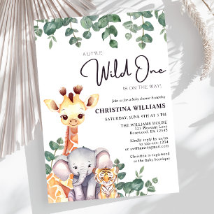 Convites Wild One Safari - Chá de fraldas neutro em relação