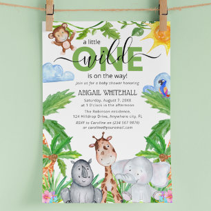Convites Wild One Safari Churrasco de Bebê em Aquarela de
