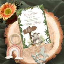 Wild One Safari Cute Baby Hippopotamus Chá de fral