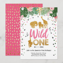Wild One Safari Dourada Rapariga Rosa Noivado