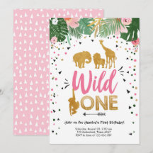 Wild One Safari Dourada Rapariga Rosa Noivado