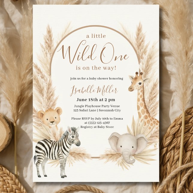 Convites Wild One Safari Pampas Boho Chá de fraldas (Criador carregado)