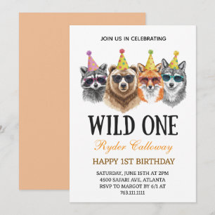 Convites Wild One Safari Primeiro Aniversário – Animais da 