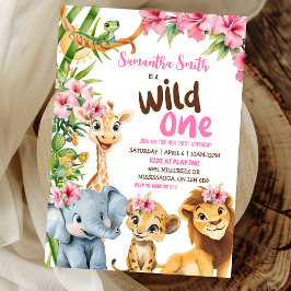 Convites Wild One Savannah Safari Theme Girl Primeiro Anive