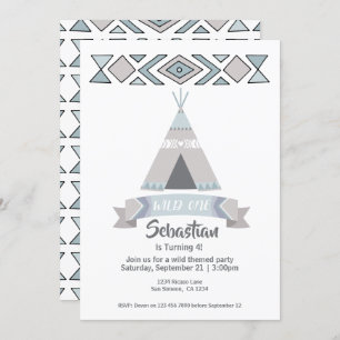 Convites Wild One Tipi Tribal Birthday