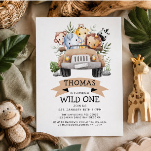 Convites Wild One Tropical Jungle Safari Birthday