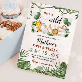 Convites Wild One Tropical Safari Primeiro Aniversário