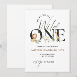 Convites Wild One Watercolor Animal Primeiro Aniversário