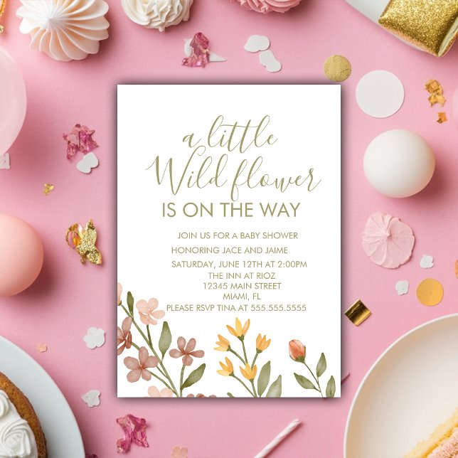 Convites Wild One Wild Flowers Baby Shower  (Criador carregado)
