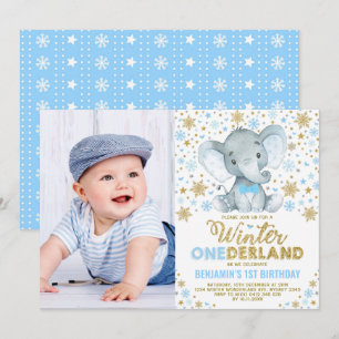 Convites Wild One Winter ONE derland Elephant Boy Birthday