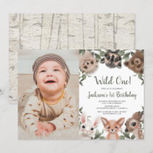 Wild One Woodland Animal Boy primeiro aniversario