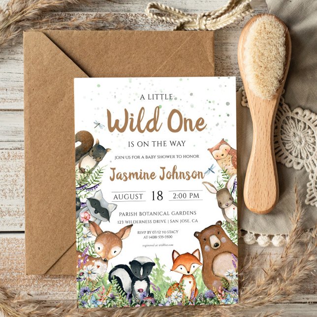 Convites Wild One Woodland Creatures Chá de fraldas (Criador carregado)