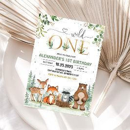 Convites Wild One Woodland Cria Aniversário