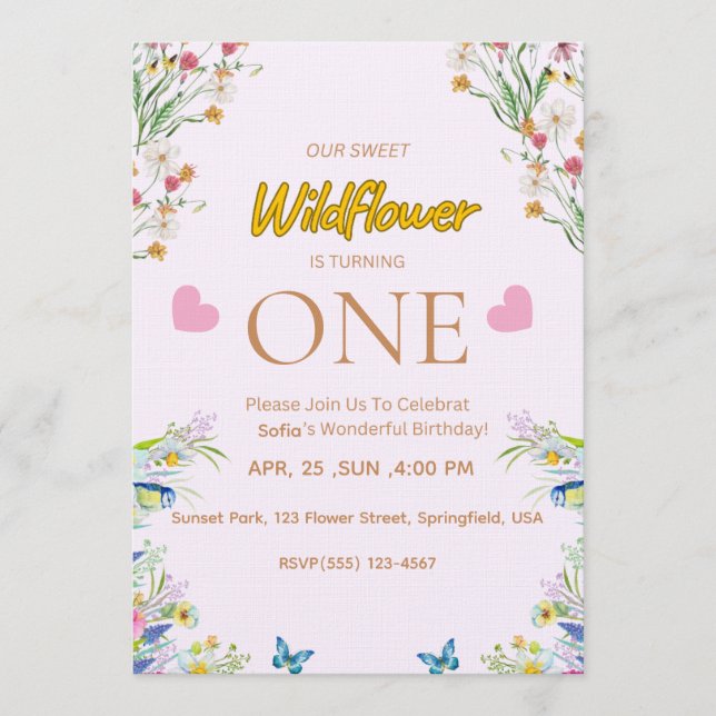 Convites Wild & Onederful Floral Birthday Invitation (Frente)