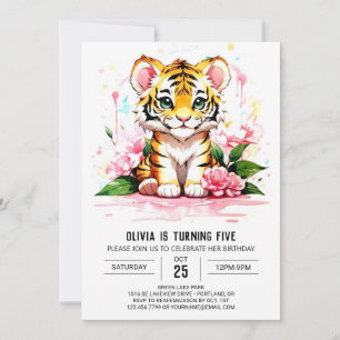 Convites Wild One's Whimsical Tiger Birthday
