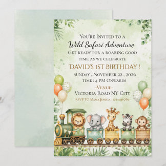 Convites Wild Safari Kids Birthday Invitation Jungle Animal