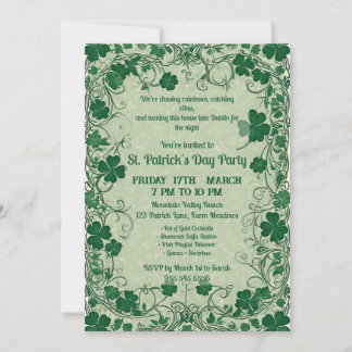 Convites Wild Shamrock Vine Funky Saint Patricks Day Party 