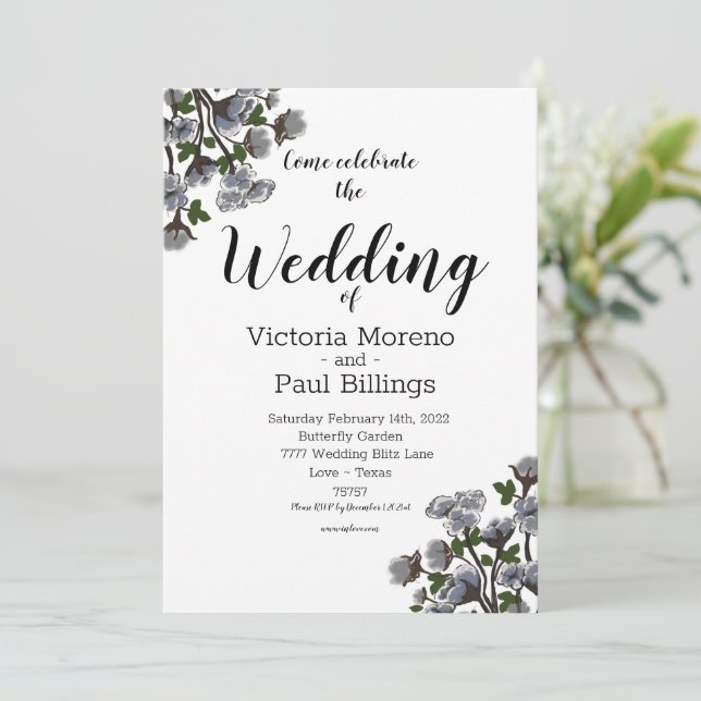 Convites Wild Texas Cotton Design (Em pé/Frente)