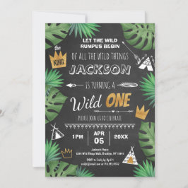 Convites Wild Thing One Birthday Boy Chalkboard Inv