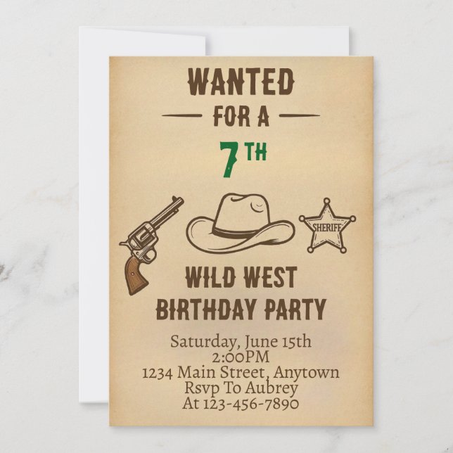 Convites Wild West Cowboy Birthday Invitation (Frente)