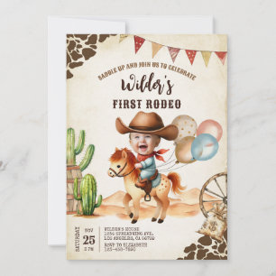 Convites Wild West Cowboy First Rodeo primeiro aniversario