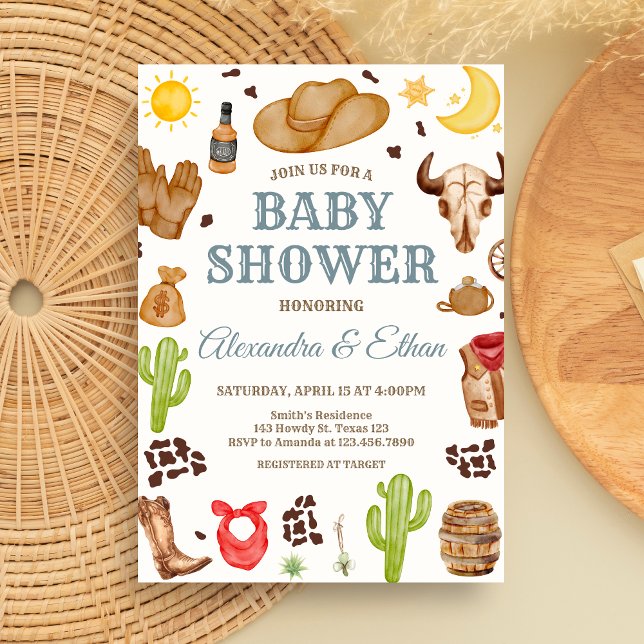 Convites Wild West Cowboy Rodeo Baby Shower (Cowboy Western Rodeo Ranch Baby Shower Invitation)