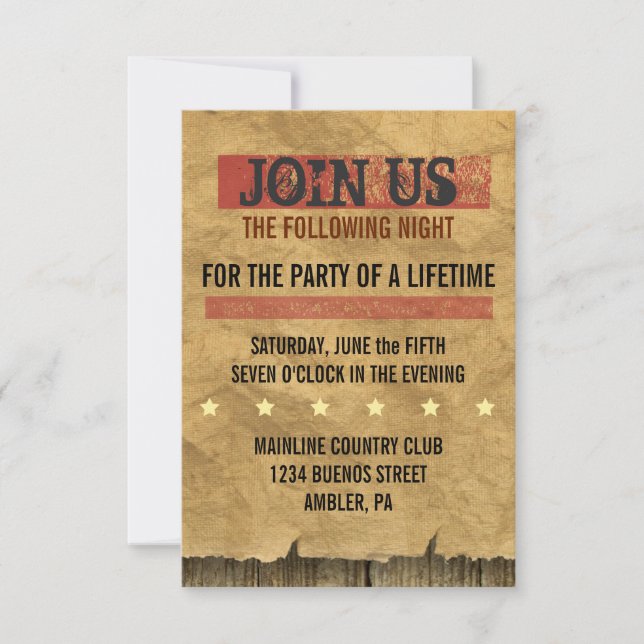 Convites WILD WEST WANTED Bar Bat Mitzvah (Frente)