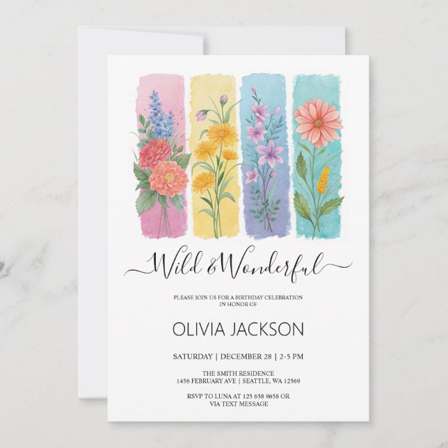 Convites Wild & Wonderful Watercolor Birthday Invitation   (Frente)
