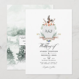 Convites Wild Woodland Laurel Crest Código QR RSVP Casament