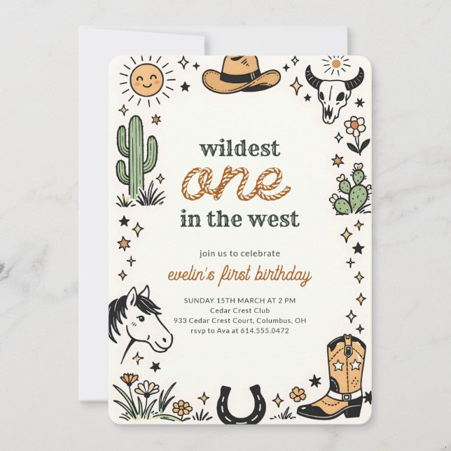 Convites Wildest One Western Cowboy First Birthday (Frente)