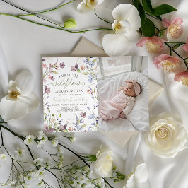 Convites Wildflower 1st Birthday Photo Invitation