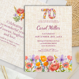 Convites Wildflower 70th Birthday Party - Floral Number