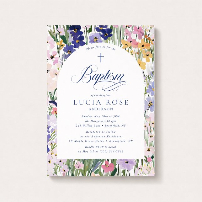 Convites Wildflower Arch Baptism Invitation (Criador carregado)