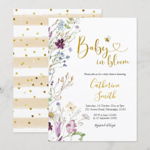Convites Wildflower Baby está em Bloom Chá de fraldas Inv