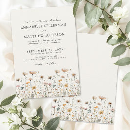 Convites Wildflower Beige Boho Floral Wedding