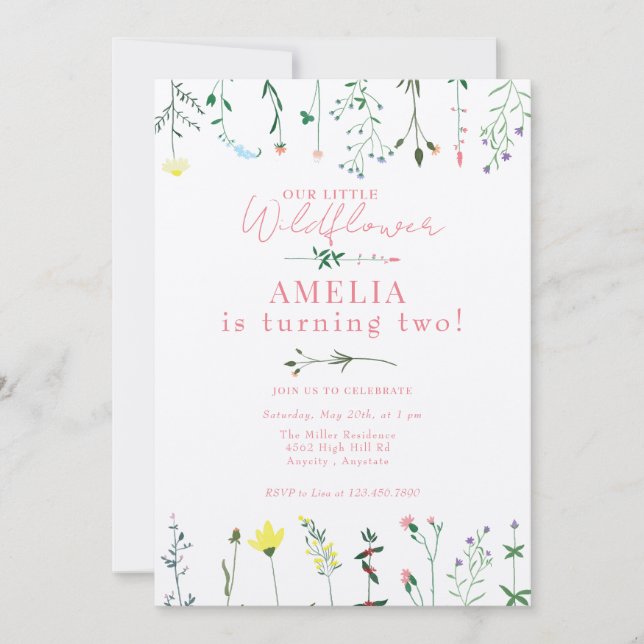 Convites Wildflower Birthday (Frente)