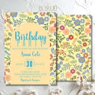 Convites Wildflower Birthday Rustic Floral Party