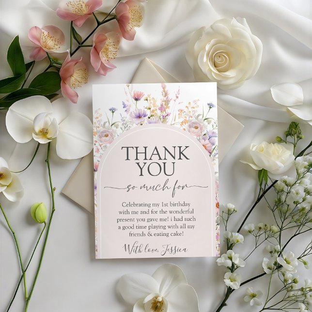 Convites Wildflower Birthday Thank You Card (Criador carregado)