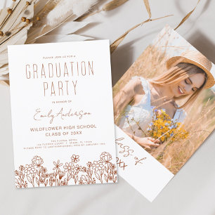 Convites Wildflower Bloom Festa de formatura Boho