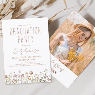 Convites Wildflower Bloom Festa de formatura Boho