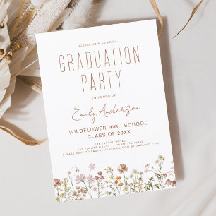Convites Wildflower Bloom Festa de formatura Boho