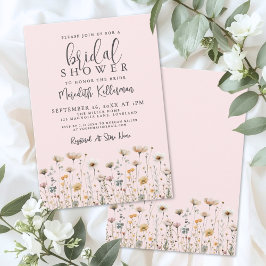 Convites Wildflower Blush Pink Bridal Shower