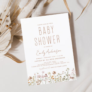 Convites Wildflower Boho Chá de fraldas Elegante Moderno