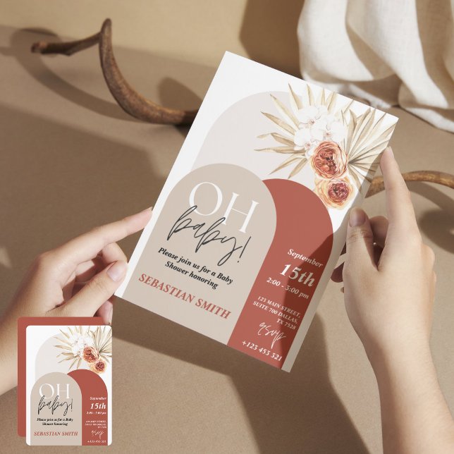 Convites Wildflower Boho Chá de fraldas Invite - Sexo Neutr (Wildflower Boho Baby Shower Invite - Gender Neutral Floral)