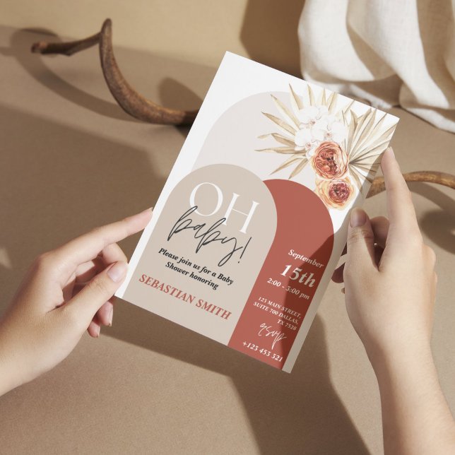 Convites Wildflower Boho Chá de fraldas Invite - Sexo Neutr (Wildflower Boho Baby Shower Invite - Gender Neutral Floral)