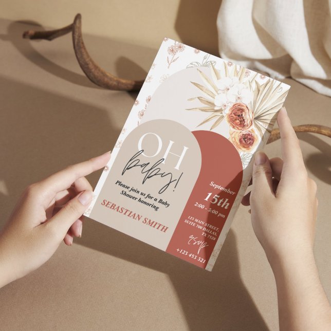 Convites Wildflower Boho Chá de fraldas Invite - Sexo Neutr (Wildflower Boho Baby Shower Invite - Gender Neutral Floral)